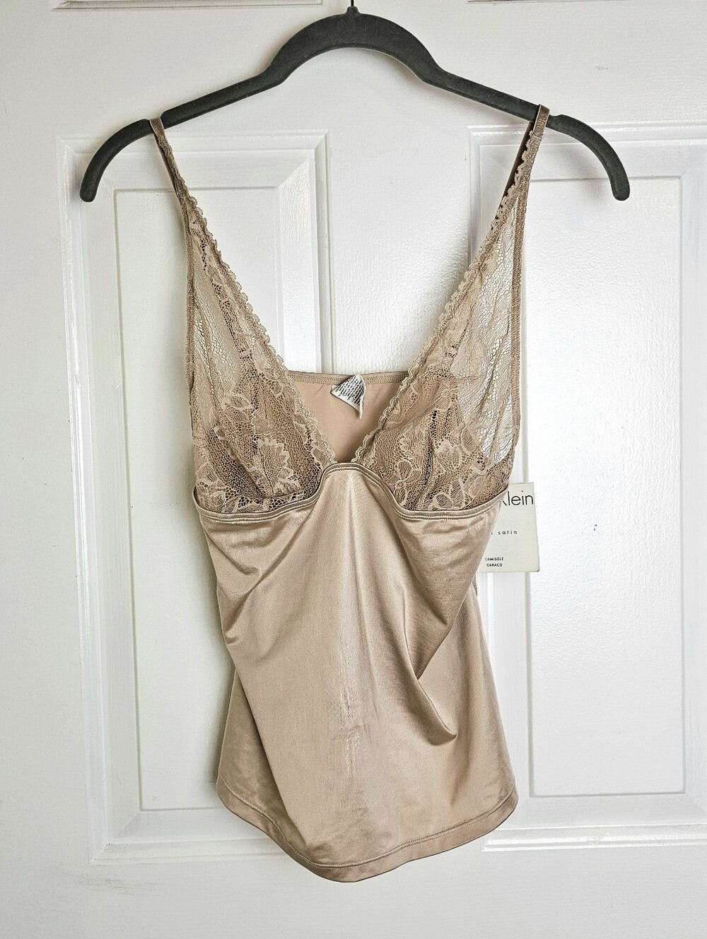 New Calvin Klein Lace + Satin Nude Camisole  Top